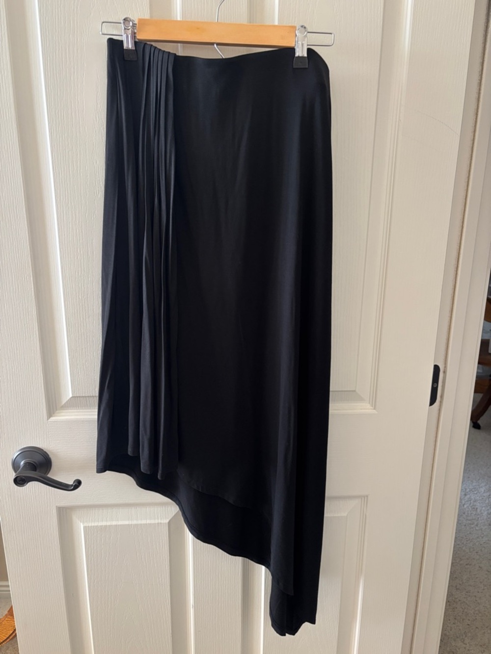 White House Bkack Market Women's Asymmetric Black Skirt with Pleated Side